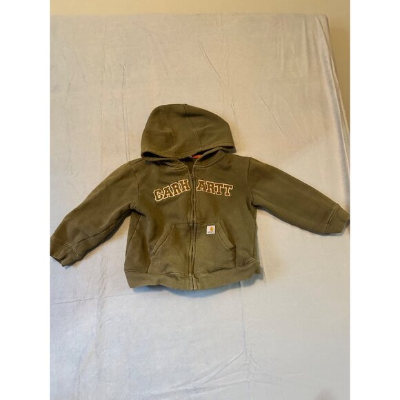 Carhartt Olive Green Toddler Hooded Zip-Up Jacket 4T Cotton/Polyester Blend - Picture 2 of 7